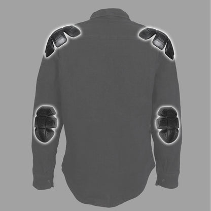 Hot Leathers Men's 'Backroad' Black Cotton Flannel Shirt - Button Front - Riding Protective Wear - JKM3009