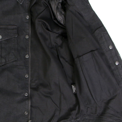 Hot Leathers Men's 'Backroad' Black Cotton Flannel Shirt - Button Front - Riding Protective Wear - JKM3009