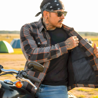 Hot Leathers Men's 'Deadman' Multi/Color Cotton Flannel Shirt - Button Front - Riding Protective Wear - JKM3010
