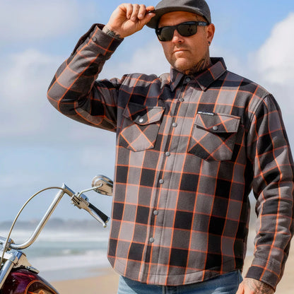 Hot Leathers Men's 'Deadman' Multi/Color Cotton Flannel Shirt - Button Front - Riding Protective Wear - JKM3010