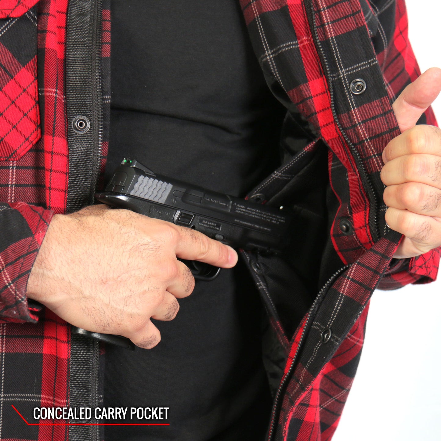 Hot Leathers Men's 'Graveborn' Red/Black Cotton Flannel Shirt - Button Front - Riding Protective Wear - JKM3201