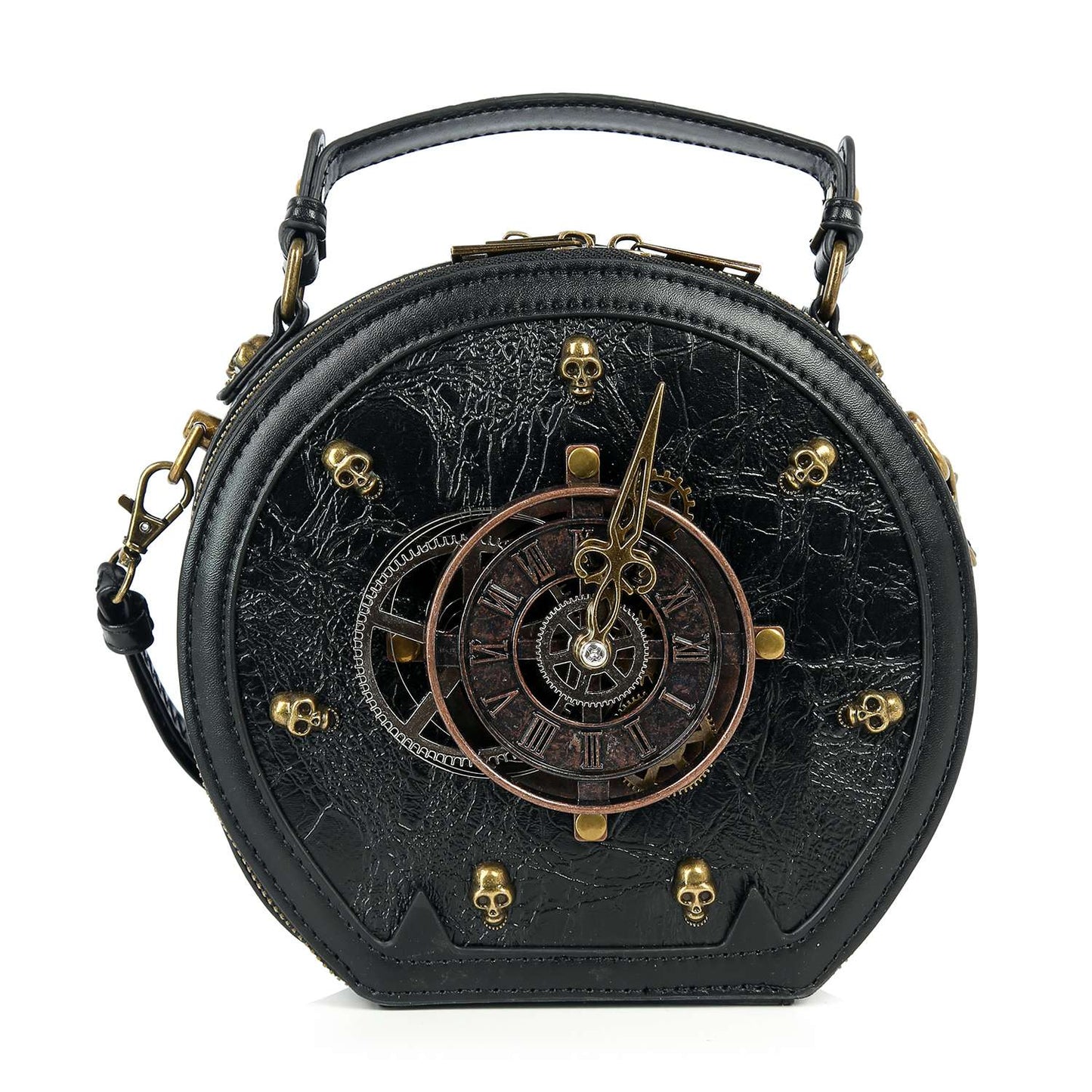 Steampunk Skull Clockwork Bag – Gothic Biker Crossbody Purse | Midnight Rebellion