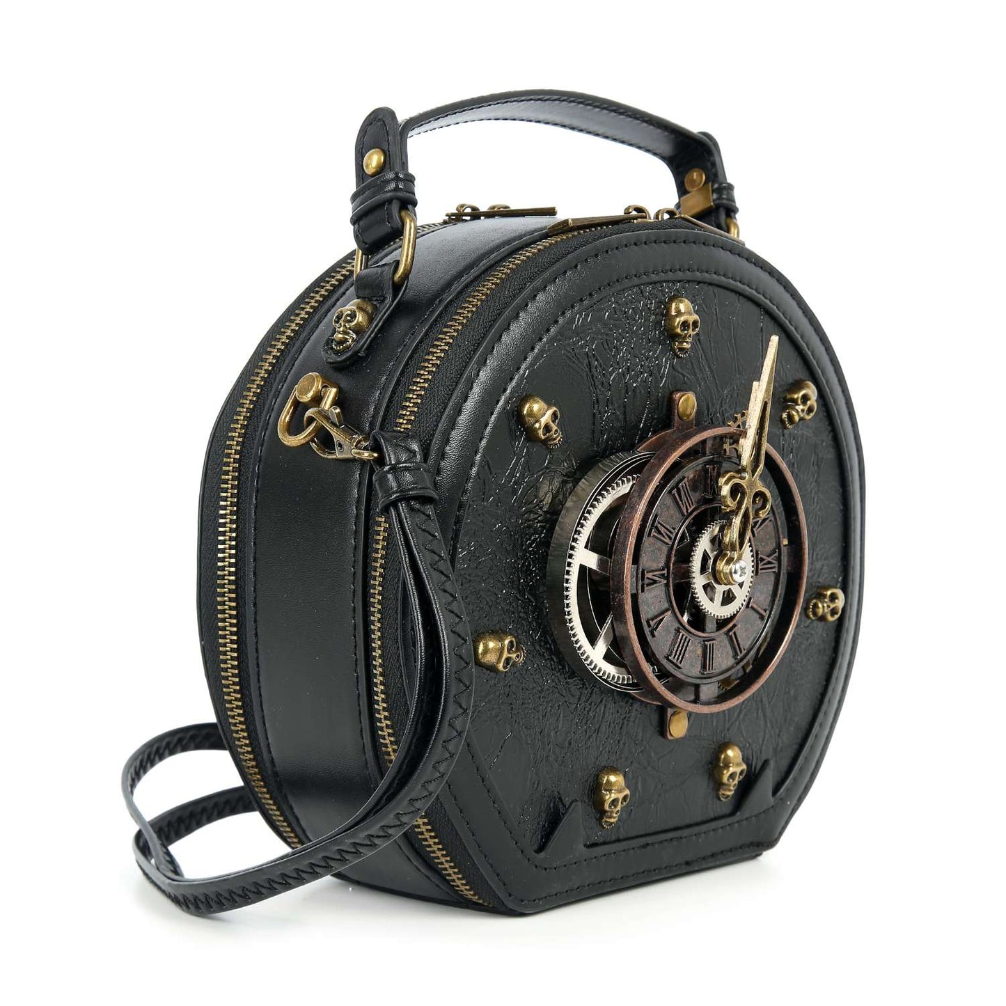 Steampunk Skull Clockwork Bag – Gothic Biker Crossbody Purse | Midnight Rebellion