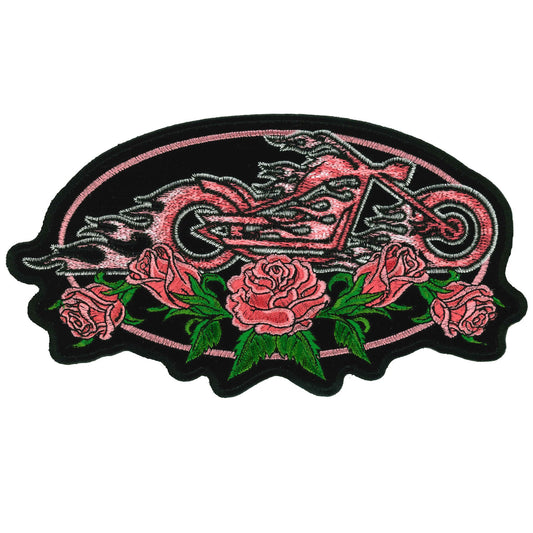 Hot Leathers Rose Oval 5 Embroidered Patch - 5" W x 3" H - Iron-On or Sew-On - PPA2092