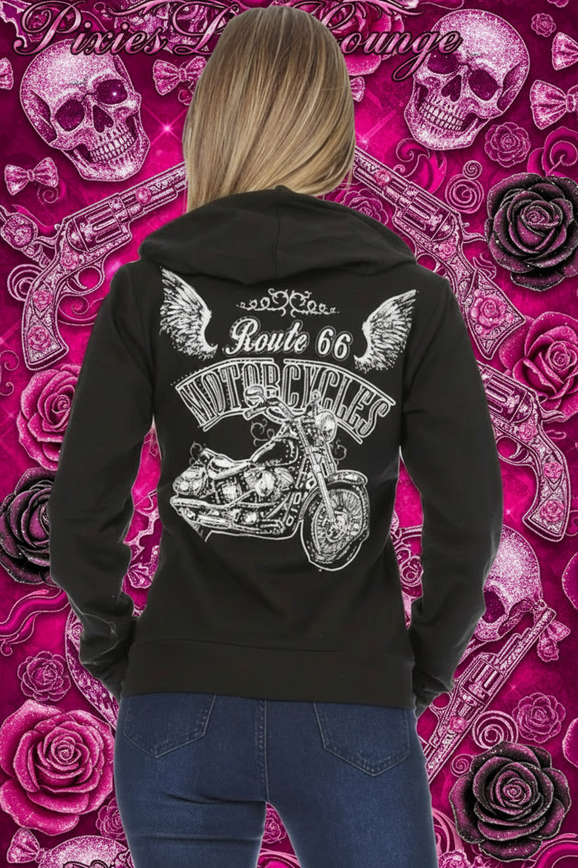 Platinum Plush Winged Route 66 Freedom Hoodie