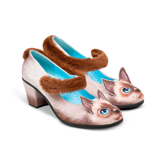 Siamese Cat Women's Mary Jane Mid Heels