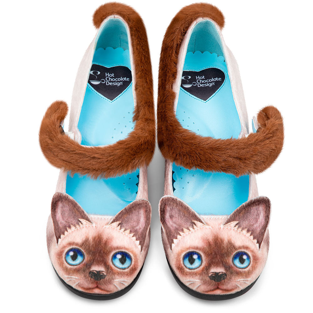 Siamese Cat Women's Mary Jane Mid Heels