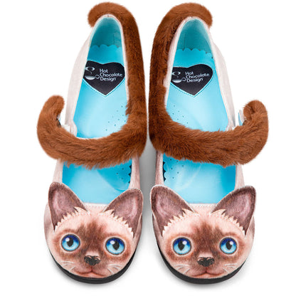 Siamese Cat Women's Mary Jane Mid Heels