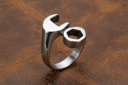 SK1010 Gents Wrench Ring Stainless Steel Motorcycle Jewelry Size 8-15