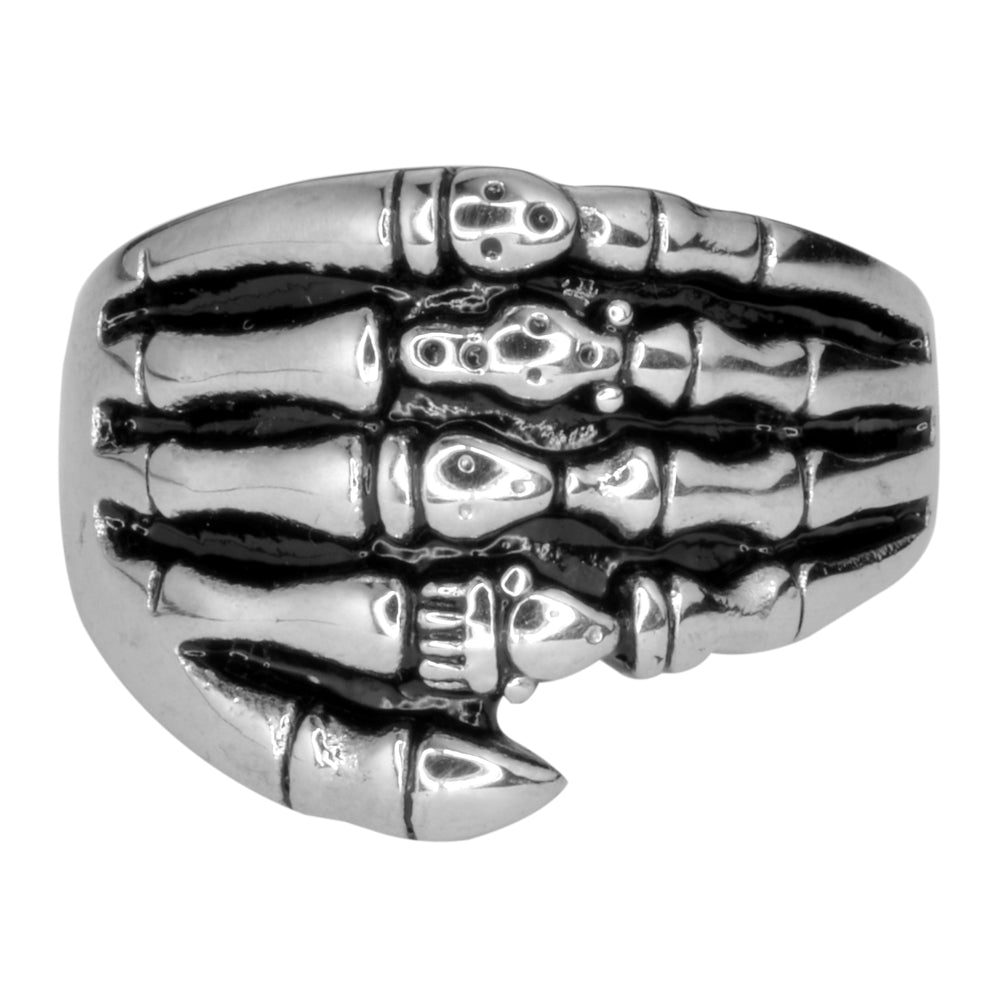 SK1017 Gents Skeleton Hand Ring Stainless Steel Motorcycle Biker Jewelry