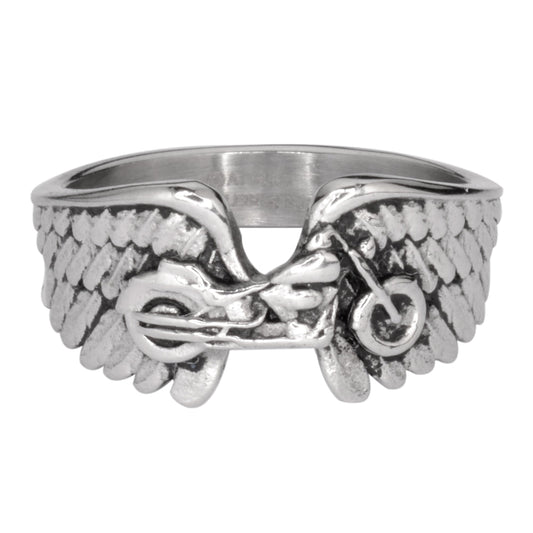 SK1086  Ladies Motorcycle Bike Wing Ring Stainless Steel  Size 5-10