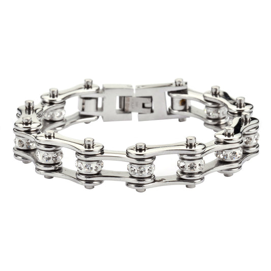 SK1105 April Wide Clear Crystal Centers Stainless Steel