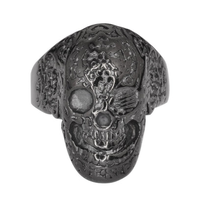 SK1753 Gents Tattoo's Gone Wild Ring Black Edition Stainless Steel Motorcycle Biker Jewelry