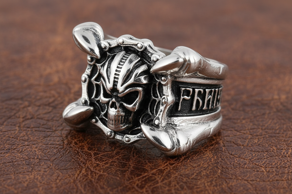 SK1775 Gents Claw Skull Bike Chain Ring Stainless Steel Motorcycle Biker Jewelry 9-18