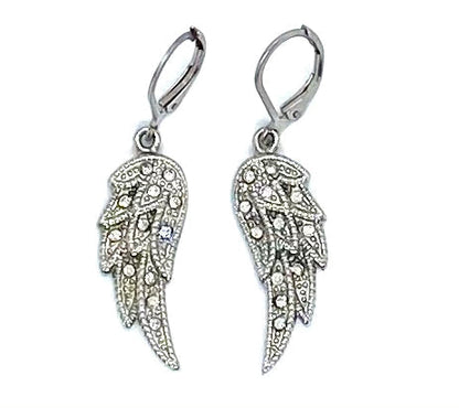SK2235B Wing  Earrings Bling Lever Back