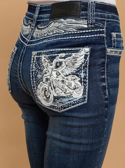 Freedom Ride Rhinestone Bootcut Jeans