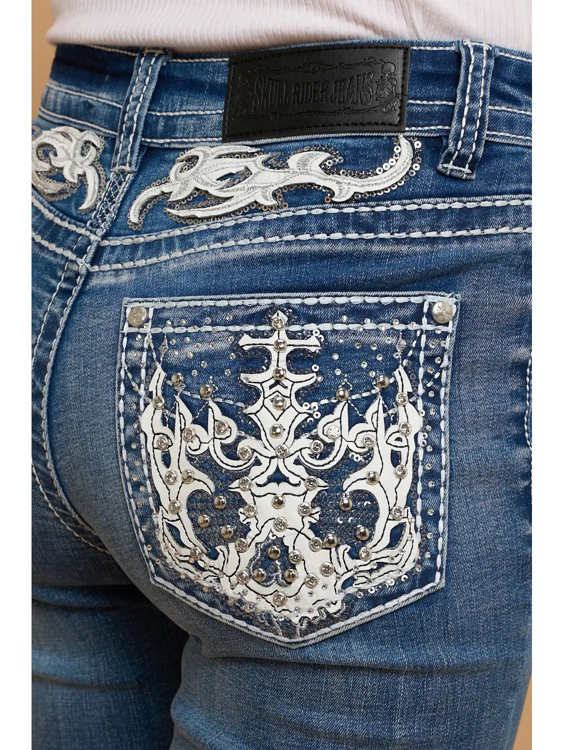 Silver Crossfire Rhinestone Bootcut Jeans