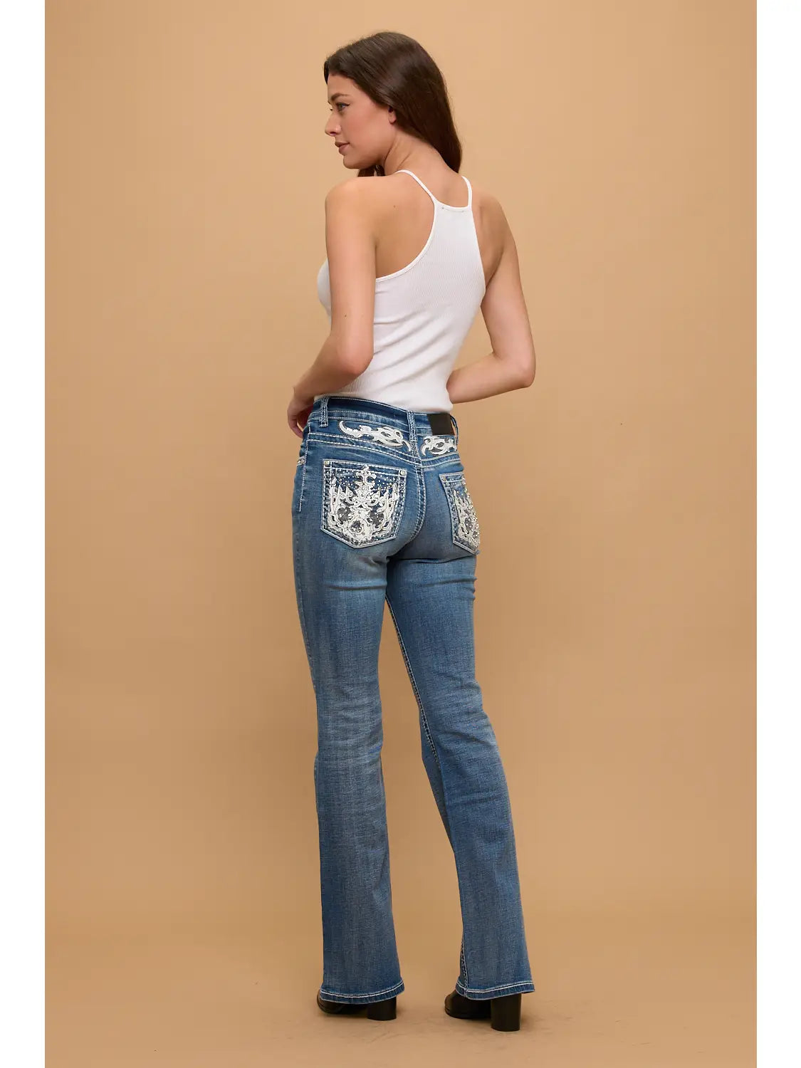 Silver Crossfire Rhinestone Bootcut Jeans