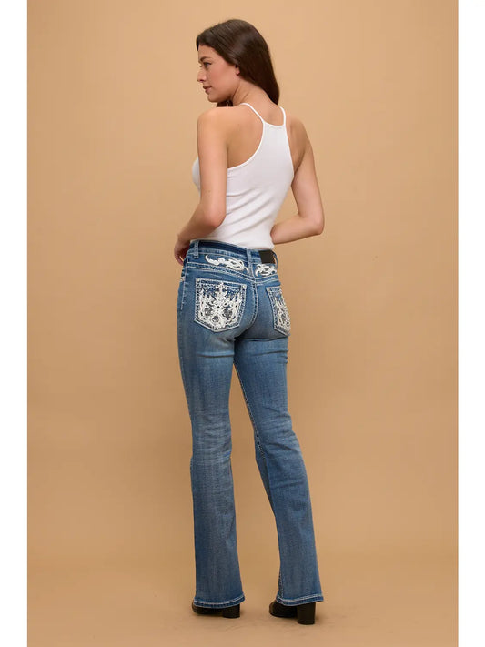 Silver Crossfire Rhinestone Bootcut Jeans
