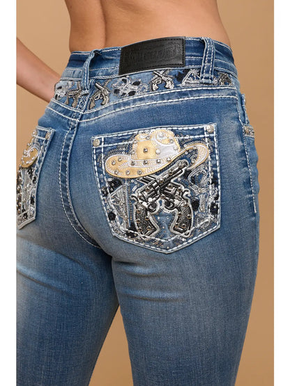 Gunslinger Cowgirl Rhinestone Bootcut Jeans