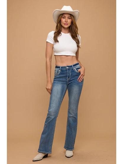 Gunslinger Cowgirl Rhinestone Bootcut Jeans