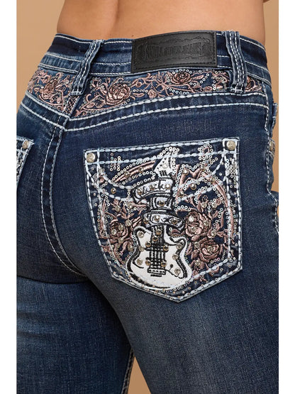 Rose Gold Riot Rhinestone Bootcut Jeans