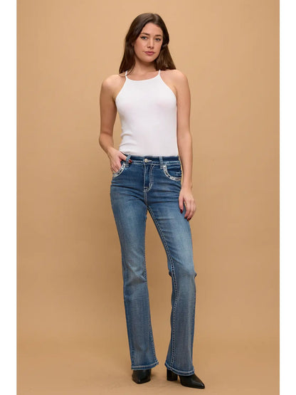 Silver Crossfire Rhinestone Bootcut Jeans
