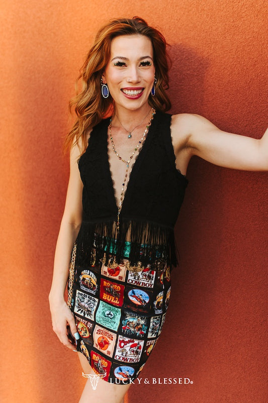 Lace Fringe Sleeveless V Neck Top by Lucky & Blessed