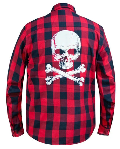 UNIK TW230 | Ride or Die Reflective Skull Biker Flannel – Red & Black
