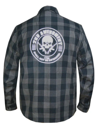 Derringer Mens Reflective 2nd Amendment Black and Gray Flannel Shirt