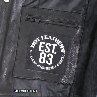 Hot Leathers VSL1017 Ladies 'Sugar Skull' Lined Black Leather Motorcycle Biker Vest