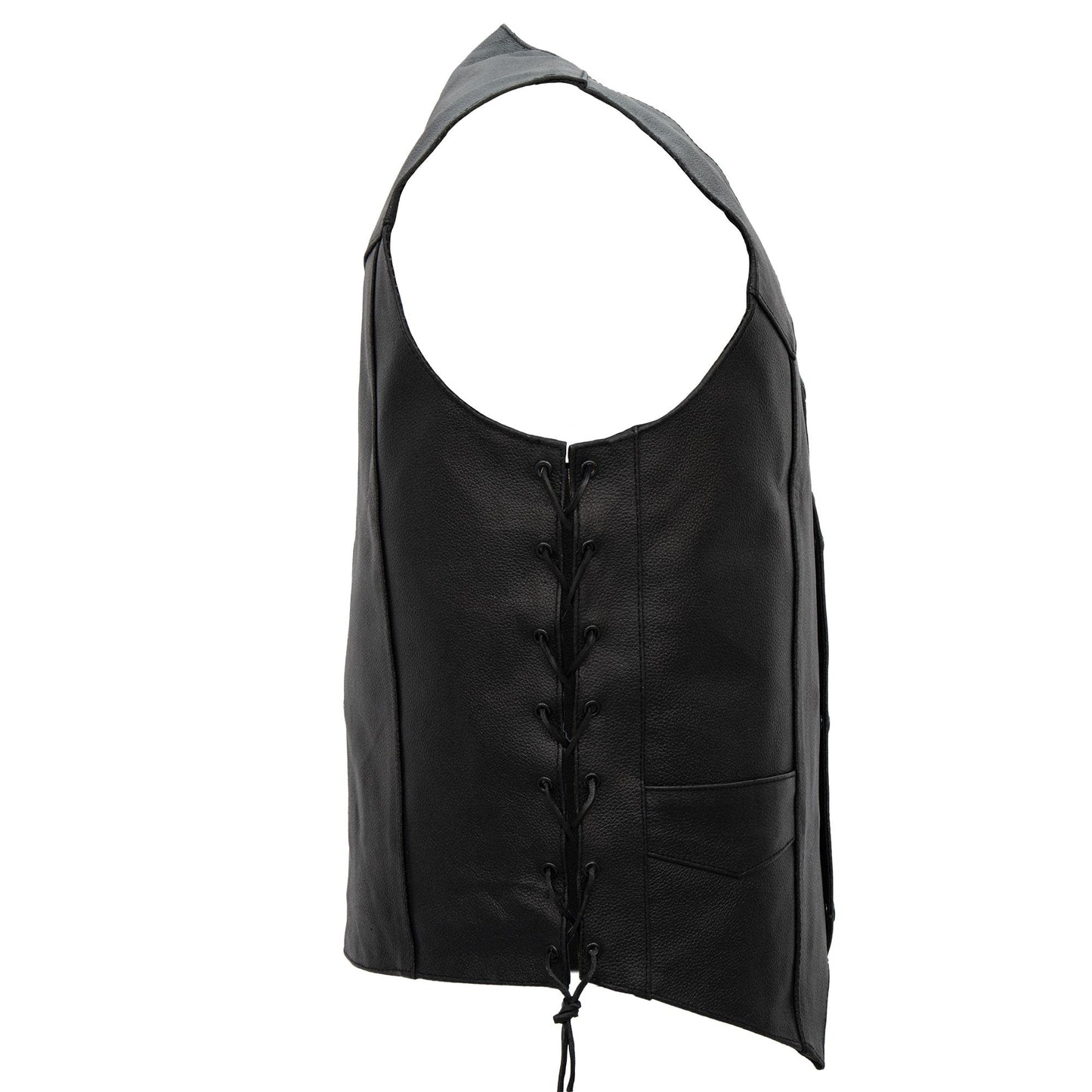 Hot Leathers VSM1015 Men's Black Heavyweight Motorcycle style Leather Biker Vest with Side Laces