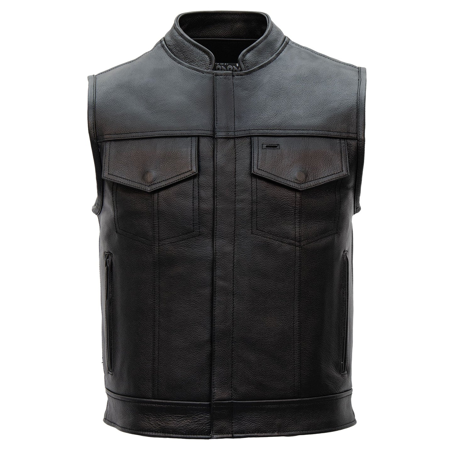 Hot Leathers VSM1049 Men's Black 'Paisley' Motorcycle Club style Conceal and Carry Leather Biker Vest