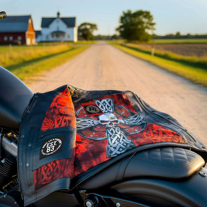 Hot Leathers VSM1051 Men's Black 'Celtic Cross' Motorcycle Club Style Conceal and Carry Leather Biker Vest