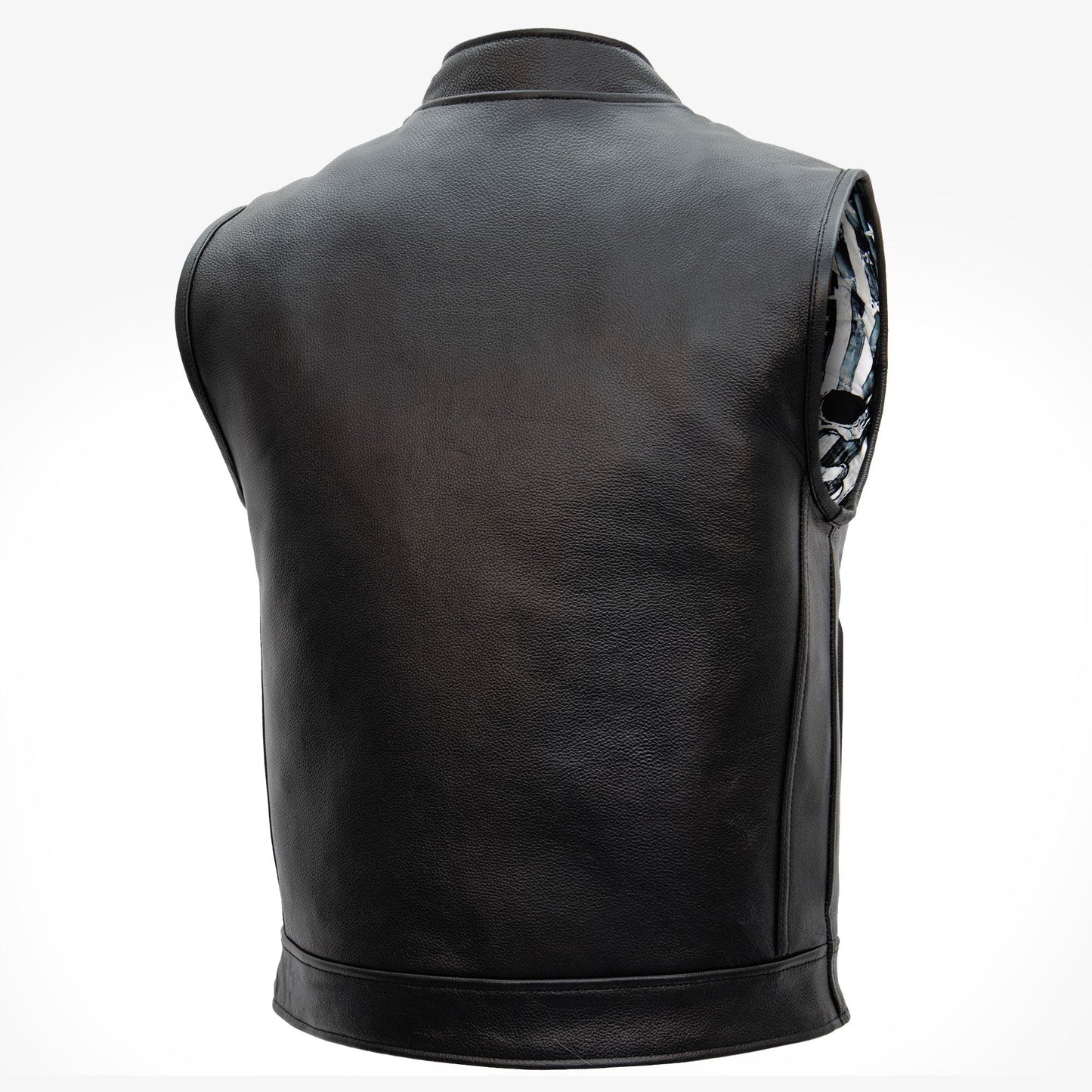 Hot Leathers VSM1054 Men’s Black 'Skull Flag' Motorcycle Club style Conceal and Carry Leather Biker Vest