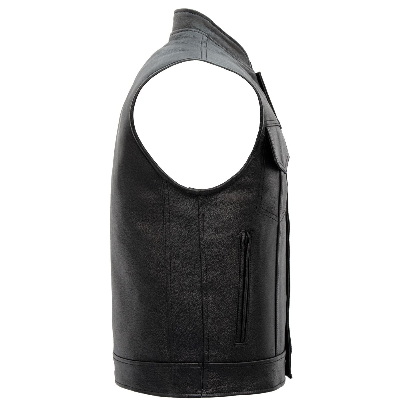 Hot Leathers VSM1056 Men's Black 'Vintage USA Flag' Motorcycle Club Style Conceal and Carry Leather Biker Vest