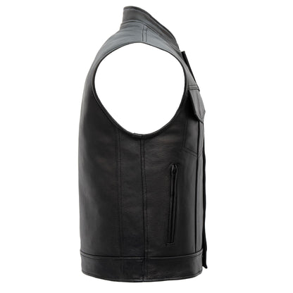 Hot Leathers VSM1057 Men’s Black 'Mexican Blanket' Motorcycle Club Style Conceal and Carry Leather Biker Vest