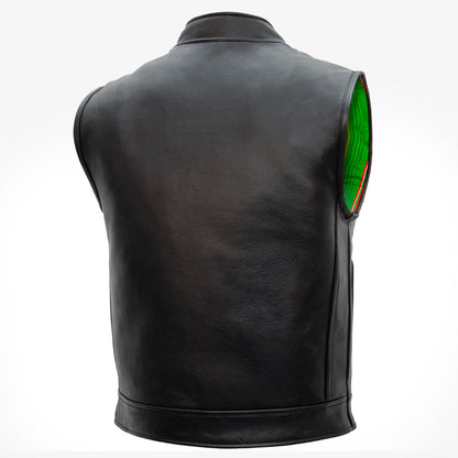 Hot Leathers VSM1057 Men’s Black 'Mexican Blanket' Motorcycle Club Style Conceal and Carry Leather Biker Vest