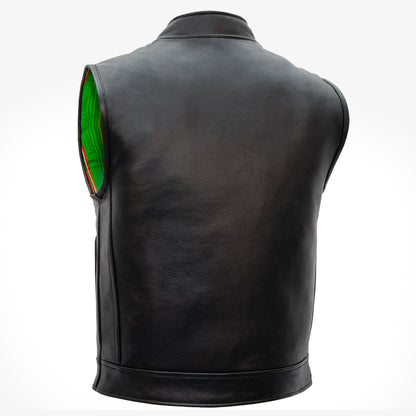 Hot Leathers VSM1057 Men’s Black 'Mexican Blanket' Motorcycle Club Style Conceal and Carry Leather Biker Vest