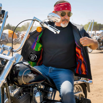 Hot Leathers VSM1057 Men’s Black 'Mexican Blanket' Motorcycle Club Style Conceal and Carry Leather Biker Vest