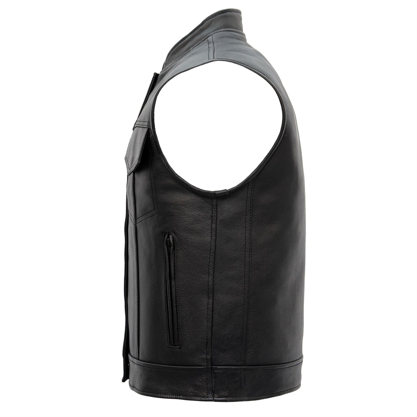Hot Leathers VSM1058 Men's Black 'Camo Flag' Motorcycle Club Style Conceal and Carry Leather Biker Vest