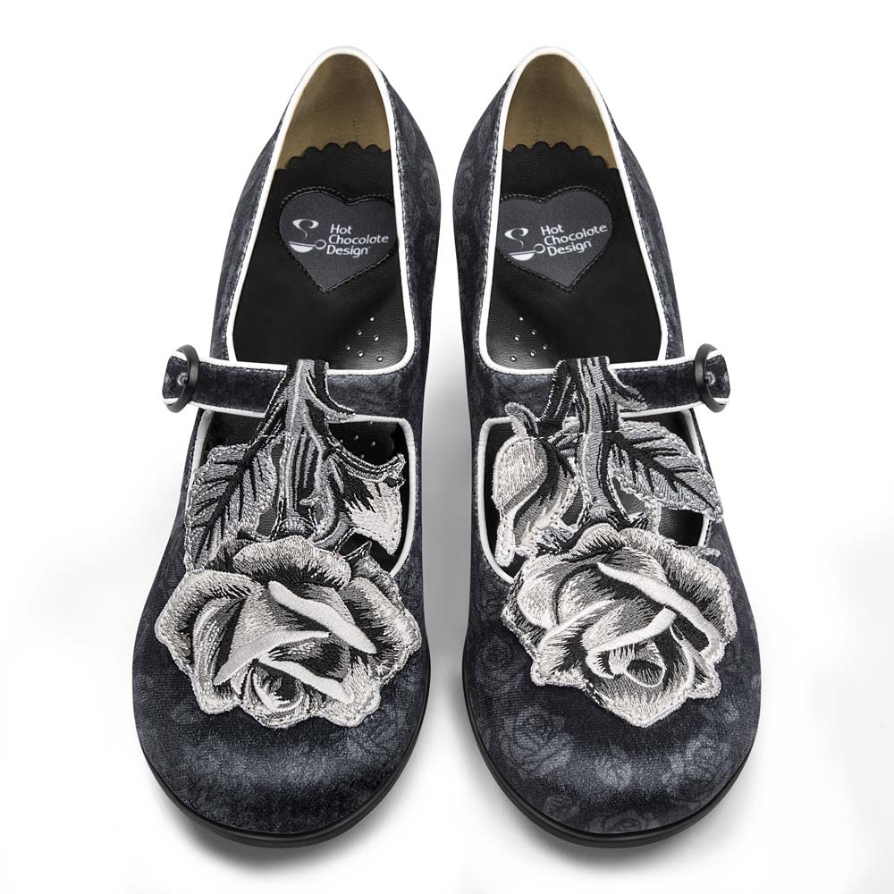 Black Tudor Women's Mary Jane Mid Heels