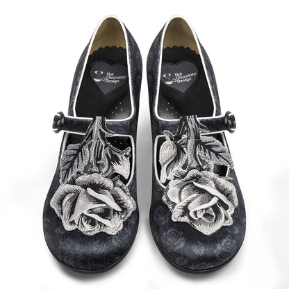 Black Tudor Women's Mary Jane Mid Heels