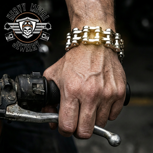 SK1177 All Stainless 1" Wide THICK LINK Men's Stainless Steel Motorcycle Chain Bracelet