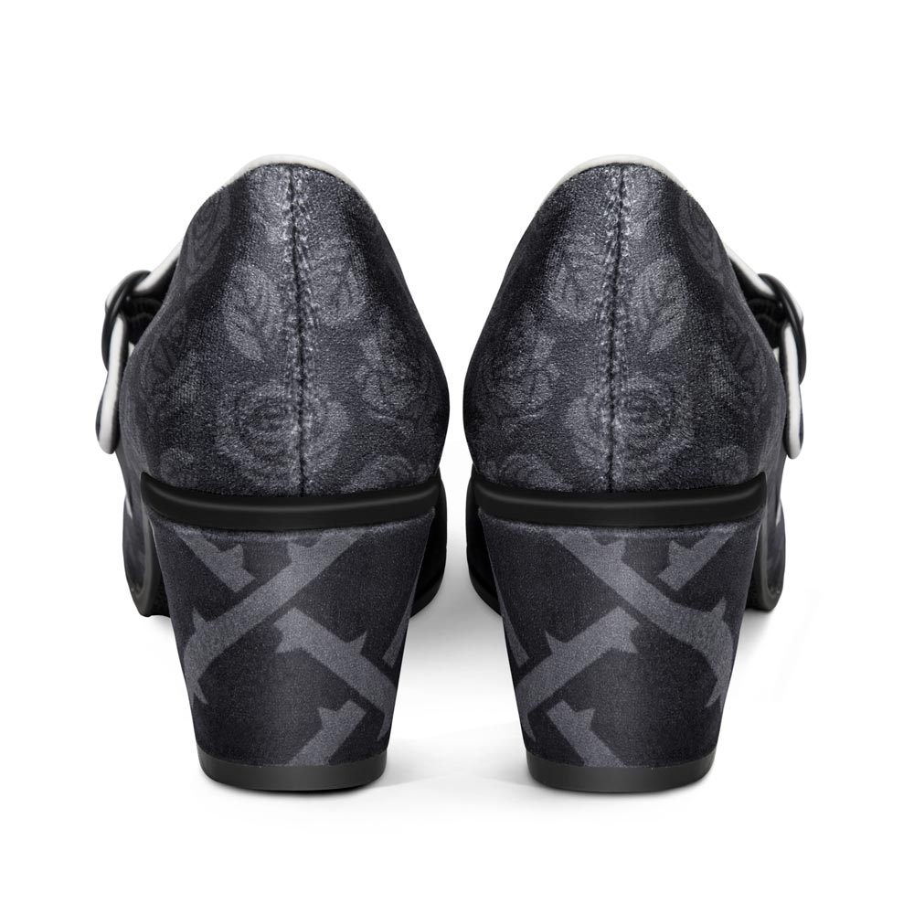 Black Tudor Women's Mary Jane Mid Heels