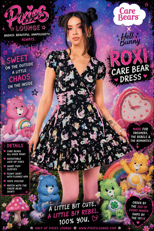Care Bears x Hell Bunny Roxi Dress – Soft Chaos Print