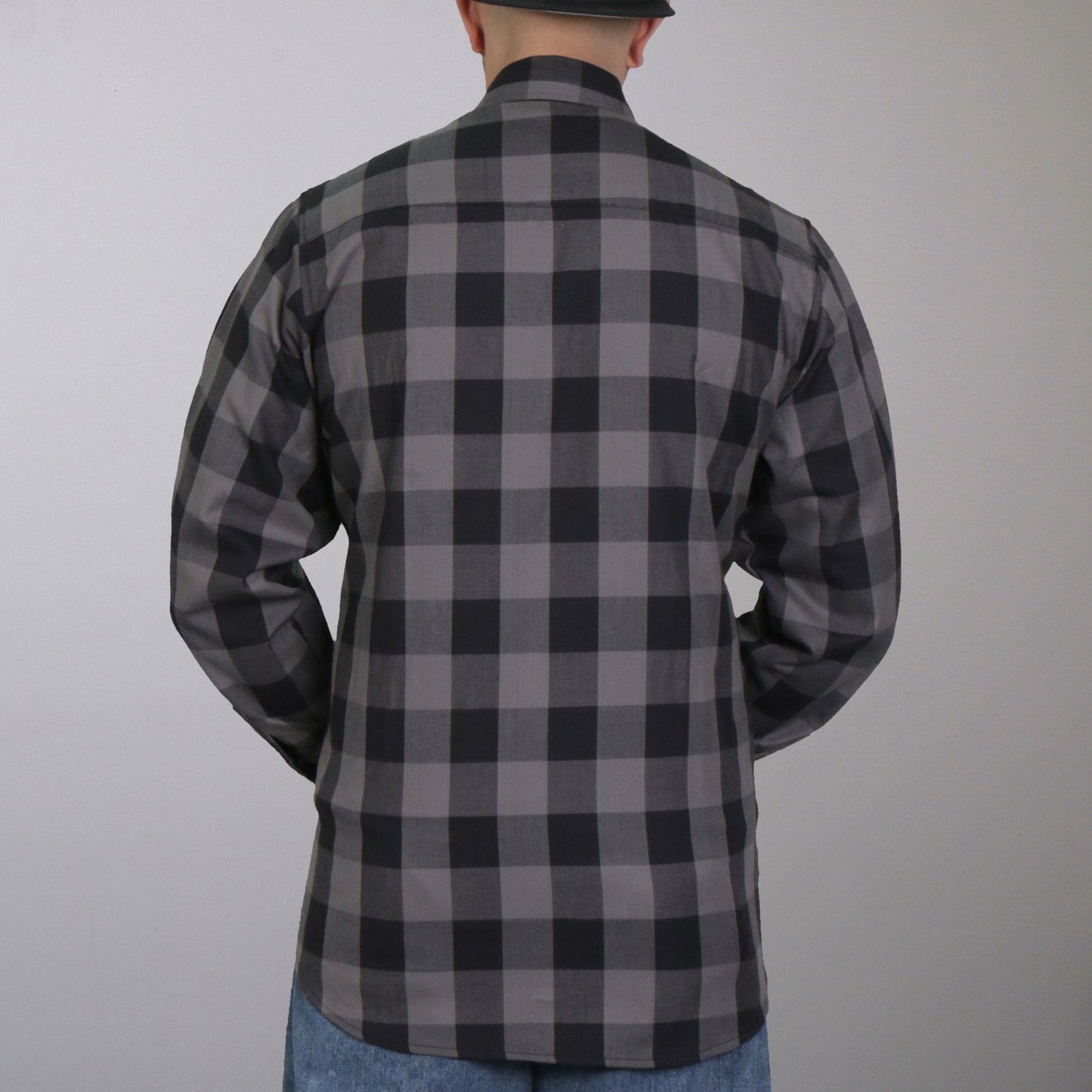 Hot Leathers Men's 'Wreckline' Black/Gray Cotton Flannel Shirt - Button Front - Riding/Casual/ Work Wear - FLM2001