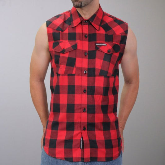 Hot Leathers Men's 'Hellfire' Black/Red Cotton Flannel Shirt - Button Front - Riding/Casual/ Work Wear - FLM5001