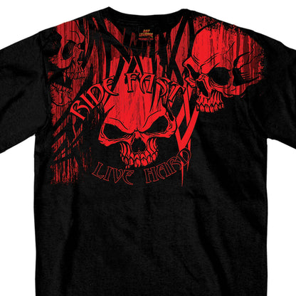 Men's Hot Leathers GMD1129 'Over the Top, Ride Fast- Live Hard' Black T-Shirt