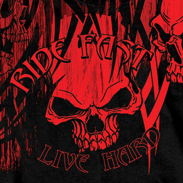 Men's Hot Leathers GMD1129 'Over the Top, Ride Fast- Live Hard' Black T-Shirt